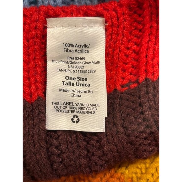 Colorful Striped Acrylic Scarf‎ With Fringe One Size Fits All Rainbow Colors - Picture 4 of 4